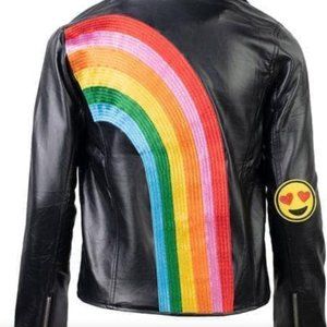 Lola + The Boys-  Happy Rainbow Vegan Leather Jacket Size 8